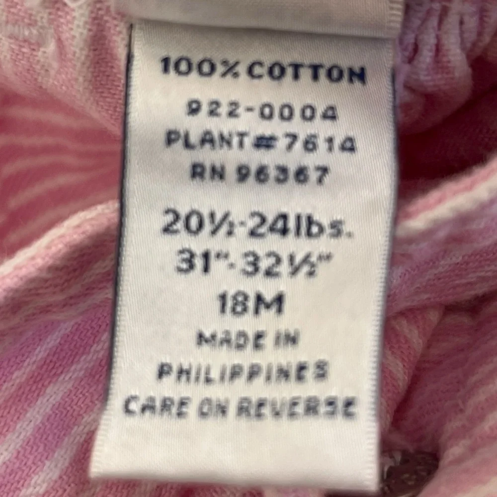 VTG Oshkosh Bgosh Baby Pink White Child Conductor Stripe Overall Dress Size 18M
